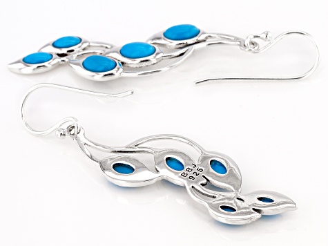 Blue Sleeping Beauty Turquoise Rhodium Over Sterling Silver Earrings