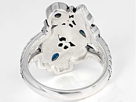 Blue Sleeping Beauty Turquoise Rhodium Over Silver Butterfly Ring 