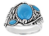 Blue Sleeping Beauty Turquoise Rhodium Over Silver Ring