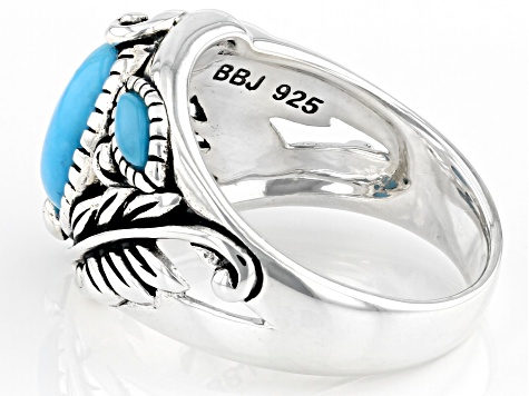 Naguisa ● Thalis Single Blue Olive 【 残りわずか】 Blue Sleeping Beauty Turquoise Rhodium Over Silver Ring