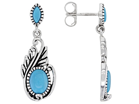 Blue Sleeping Beauty Turquoise Rhodium Over Silver Earrings