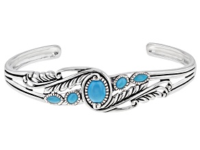Blue Sleeping Beauty Turquoise Rhodium Over Silver Cuff Bracelet