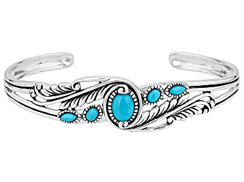 Picture of Blue Sleeping Beauty Turquoise Rhodium Over Silver Cuff Bracelet