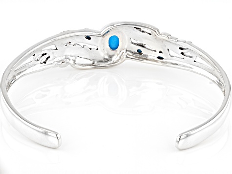 Blue Sleeping Beauty Turquoise Rhodium Over Silver Cuff Bracelet 