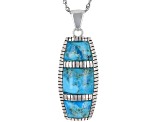 Blue Turquoise Rhodium Over Sterling Silver Inlay Pendant with Chain