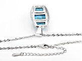 Blue Turquoise Rhodium Over Sterling Silver Inlay Pendant with Chain