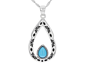 Sleeping Beauty Turquoise Rhodium Over Silver Pendant with Chain