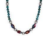 Blended Turquoise with Purple Spiny Oyster Rhodium Over Silver Necklace