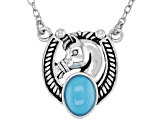Sleeping Beauty Turquoise Rhodium over Sterling Silver Horse Necklace