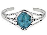 Freeform Blue Turquoise Rhodium Over Silver Solitaire Cuff Bracelet
