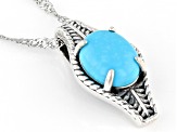 Blue Sleeping Beauty Turquoise Rhodium Over Silver Pendant with Chain