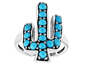 Sleeping Beauty Turquoise Rhodium Over Silver Cactus Ring