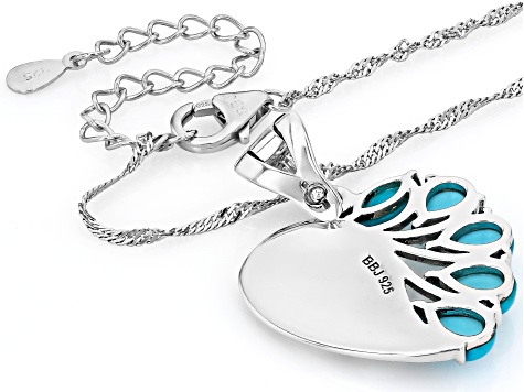 Blue Sleeping Beauty Turquoise Rhodium Over Silver Heart Enhancer
