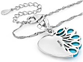 Blue Sleeping Beauty Turquoise Rhodium Over Silver Heart Enhancer with 18" Chain