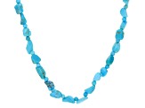 Blue Sleeping Beauty Turquoise Rhodium Over Silver Chip Necklace