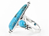 Blue Turquoise Rhodium Over Sterling Silver Statement Ring
