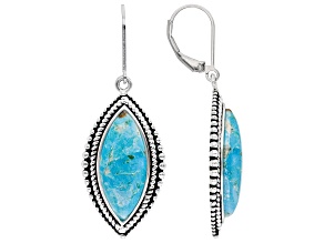 Blue Marquise Turquoise Sterling Silver Solitaire Earrings