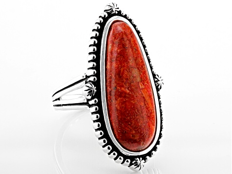 Red Coral Sterling Silver Ring - SWE3324 | JTV.com