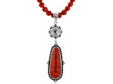 Red Mix Shaped Sponge Coral Sterling Silver Pendant with Chain