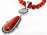 Red Mix Shaped Sponge Coral Sterling Silver Pendant with Chain