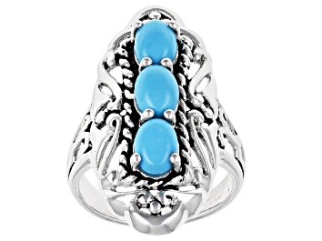 Picture of Blue Oval Sleeping Beauty Turquoise Sterling Silver Ring