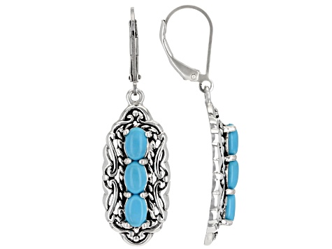 Turquoise oval earrings outlet in sterling silver.