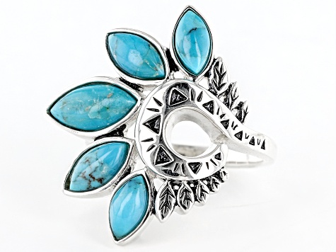 Blue Mixed Shape Marquise Turquoise Sterling Silver Ring