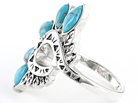 Blue Mixed Shape Marquise Turquoise Sterling Silver Ring