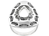 Textured Rhodium Over Sterling Silver Ring