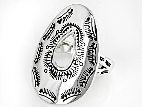 Textured Rhodium Over Sterling Silver Ring