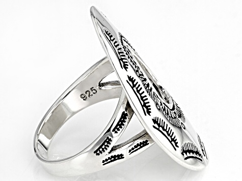 Textured Rhodium Over Sterling Silver Ring