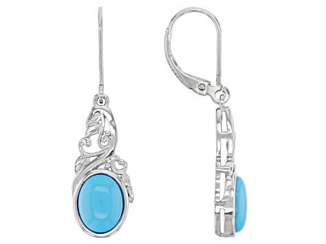 Blue Sleeping Beauty Turquoise Rhodium Over Silver Earrings