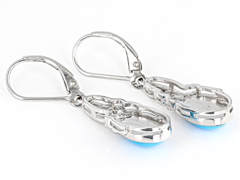 Blue Sleeping Beauty Turquoise Rhodium Over Silver Earrings