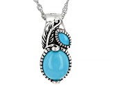 Mixed Shape Blue Sleeping Beauty Turquoise Rhodium Over Silver Pendant