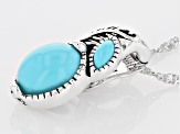 Mixed Shape Blue Sleeping Beauty Turquoise Rhodium Over Silver Pendant