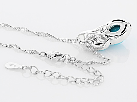 Mixed Shape Blue Sleeping Beauty Turquoise Rhodium Over Silver Pendant