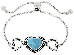 Blue Turquoise Sterling Silver Heart Bracelet
