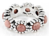 Pink Rhodochrosite Sterling Silver Flower Band