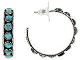 Kingman Turquoise Sterling Silver Hoop Earrings