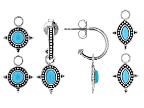 Blue Sleeping Beauty Turquoise Sterling Silver Earrings With 3 Interchangeable Charms
