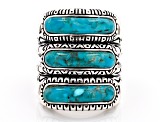 Blue Composite Turquoise Three Row Sterling Silver Ring