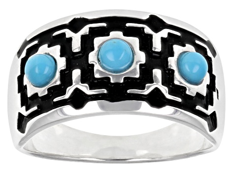 Blue Sleeping Beauty Turquoise Sterling Silver Band Ring