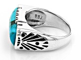 Rectangular Blue Turquoise Sterling Silver Ring