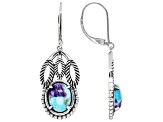 Blended Turquoise and Purple Charoite Rhodium Over Sterling Silver Earrings