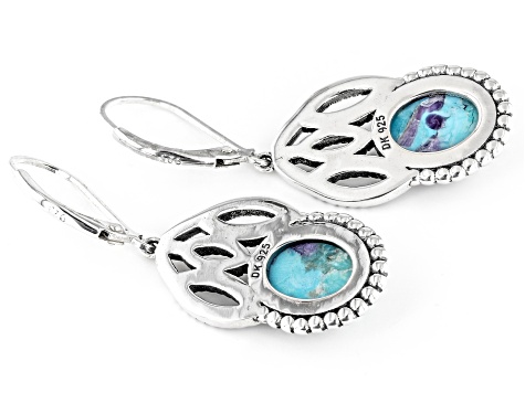 Blended Turquoise and Purple Charoite Rhodium Over Sterling Silver Earrings