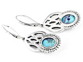 Blended Turquoise and Purple Charoite Rhodium Over Sterling Silver Earrings