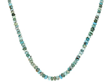 Picture of Blue Rondelle Kingman Turquoise Strand Sterling Silver Necklace