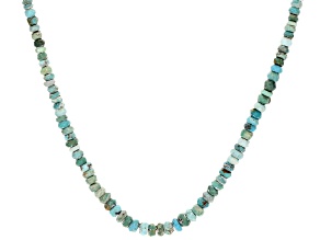 Blue Rondelle Kingman Turquoise Strand Sterling Silver Necklace