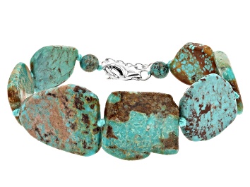 Picture of Free-form Mixed Green Turquoise Rhodium Over Sterling Silver Bracelet