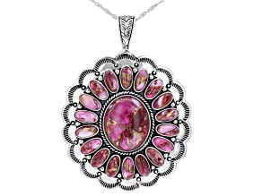 Purple Spiny Oyster Shell Sunburst Sterling Silver Enhancer with 18" Singapore Chain 22x18mm